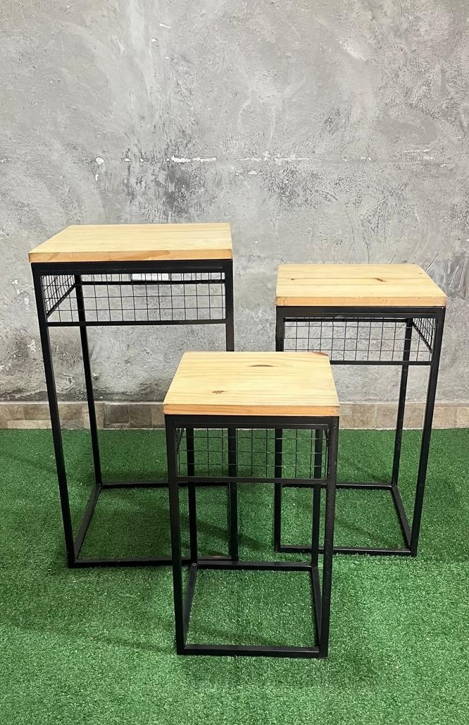 Mesa Ferro Preta - Kit Com 3 - daydecorafestas