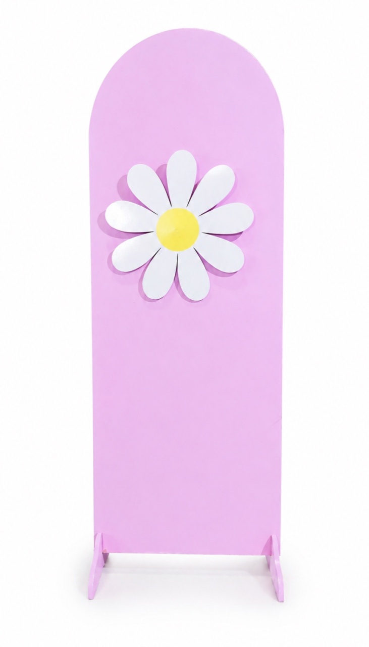 Painel Mdf - Rosa Claro Com Margarida  - daydecorafestas
