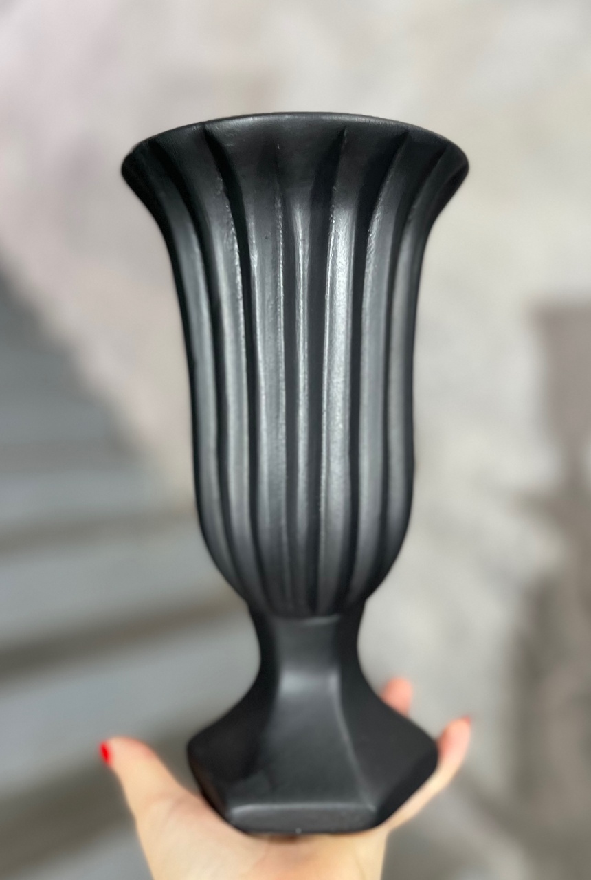 Vaso Preto Fosco - Cerâmica - M - daydecorafestas