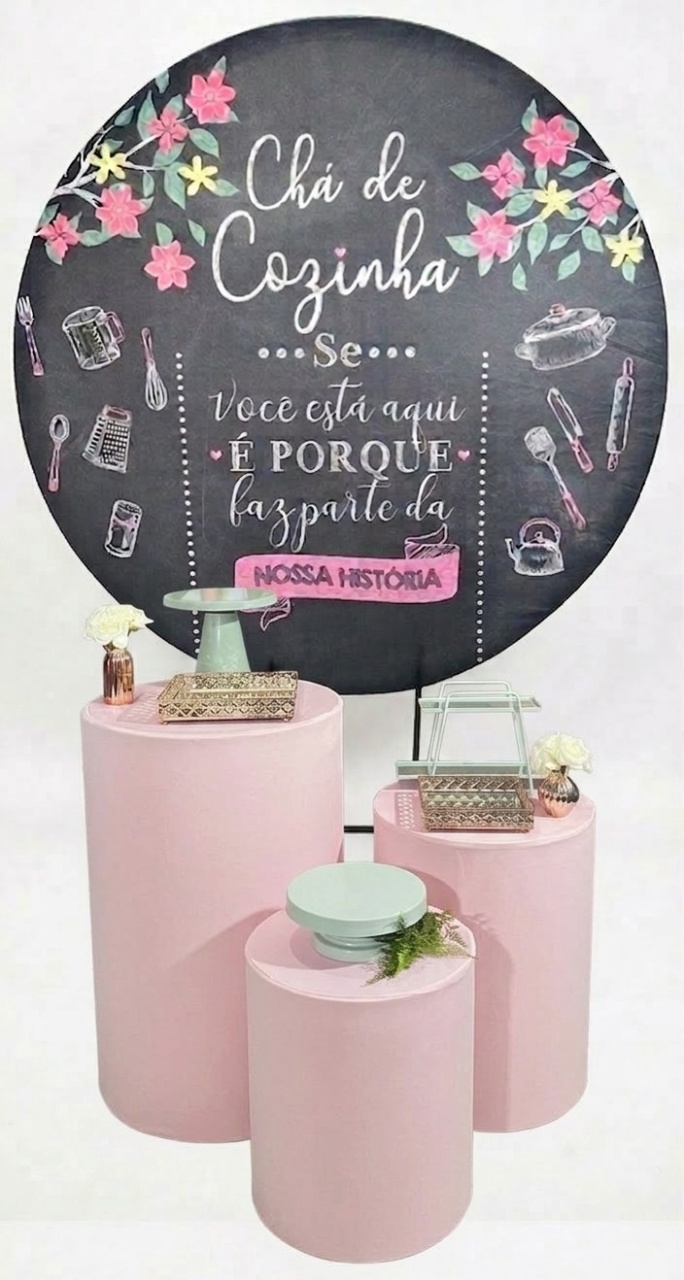 Kit - Cha de Cozinha Verde E Rosa Claro - daydecorafestas