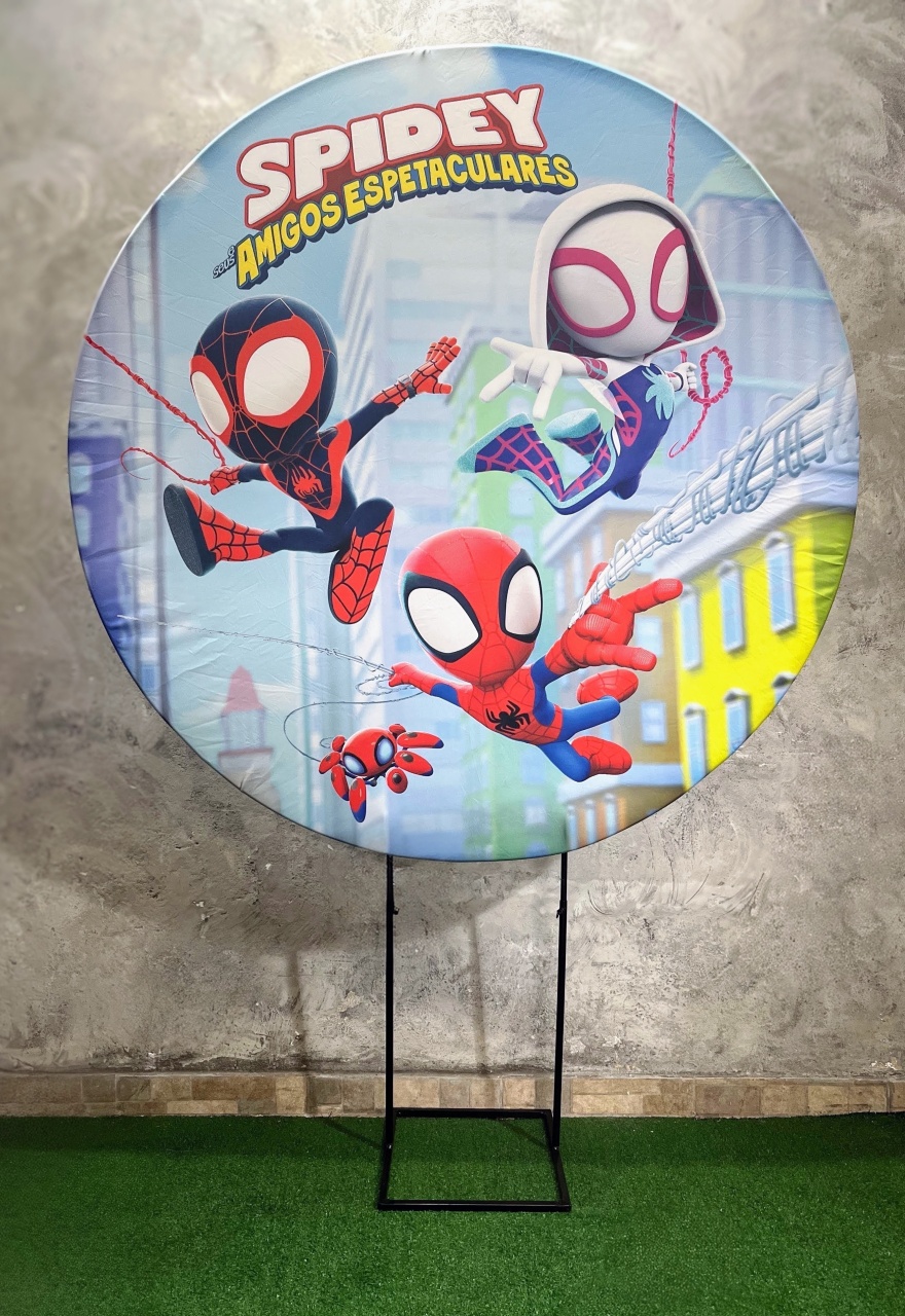 Painel Redondo 1,50 - Homem Aranha - Spidey E Amigos - daydecorafestas