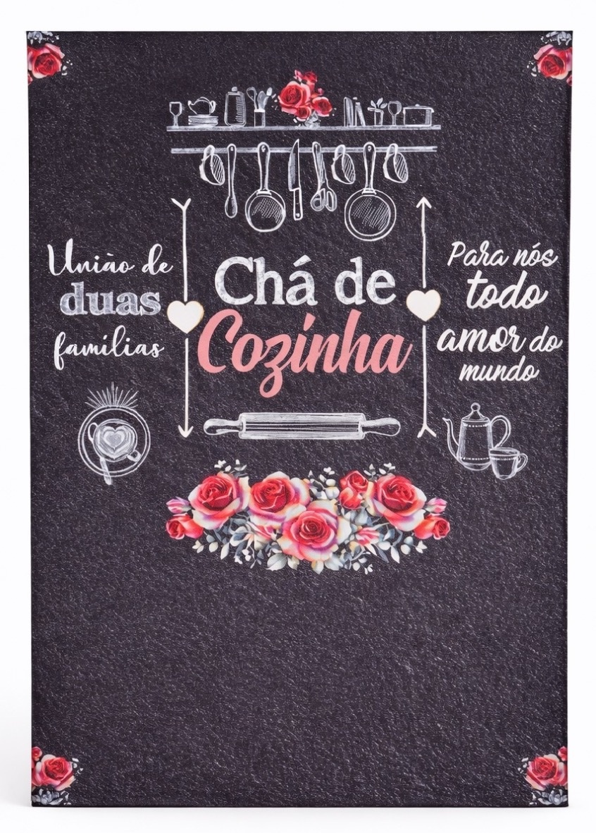 Painel Retangular 2,2X1,50 - Chá de Cozinha Vermelho E Preto - daydecorafestas