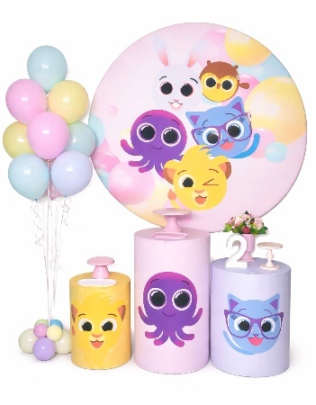 Kit - Bolofofos Rosa Com Balões de Gás Helio  - daydecorafestas