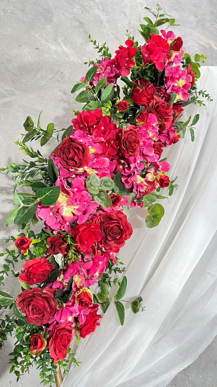 Arranjo de Flores Artificiais G - Pink E Vermelho - daydecorafestas
