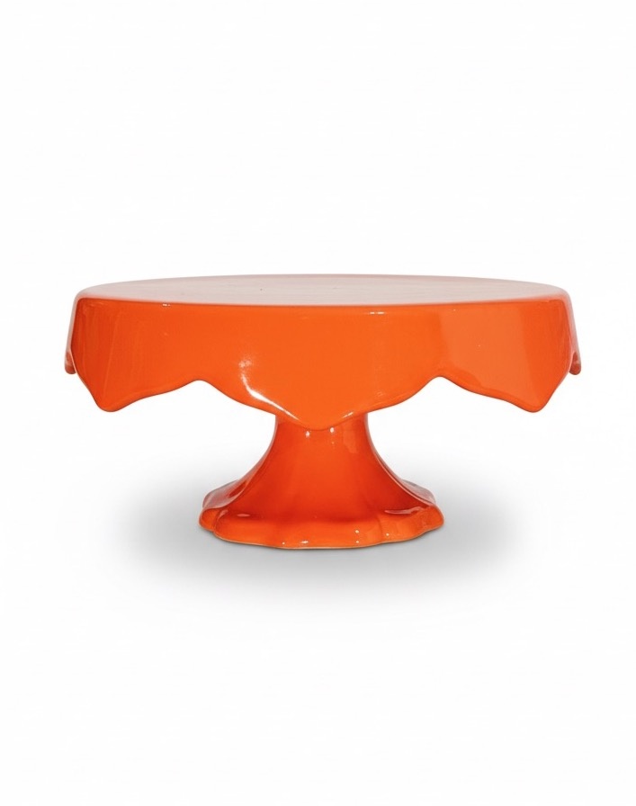 Bandeja Laranja Ceramica Com Pé  - daydecorafestas