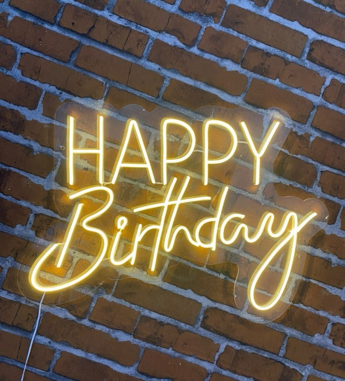 Happy Birthday - Acrilico/Led - Bivolt - Branco Quente - daydecorafestas