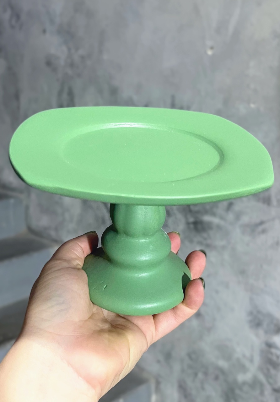 Bandeja Verde Menta Cerâmica Com Pé - Pp - daydecorafestas