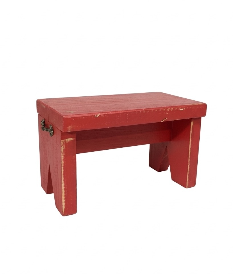 Banquinho Vermelho Envelhecido - daydecorafestas