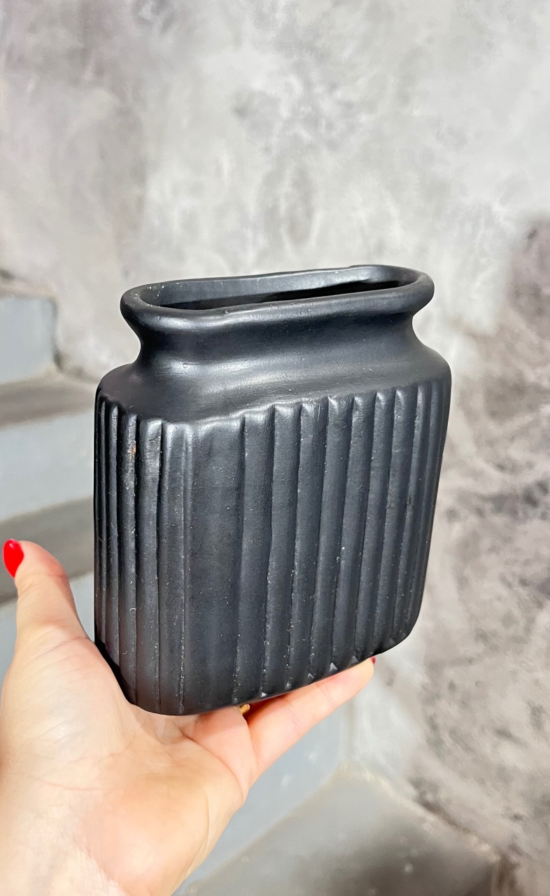 Vaso Preto Fosco - Cerâmica - Egipcia - daydecorafestas