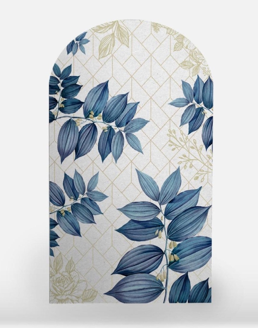 Painel Romano 2X1 - Só Frente - Azul Floral - daydecorafestas