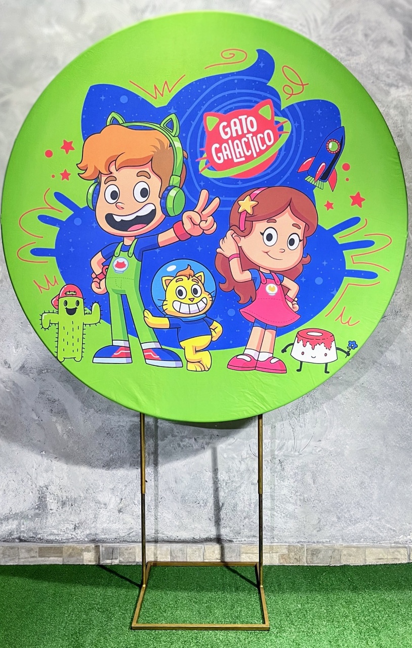 Painel Redondo 1,50 - Gato Galáctico - daydecorafestas
