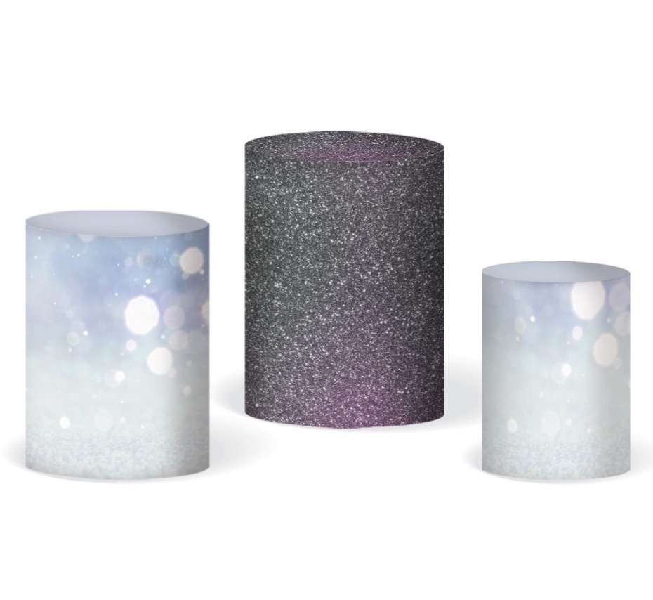 Trio Capas - Glitter Prata Tons - daydecorafestas