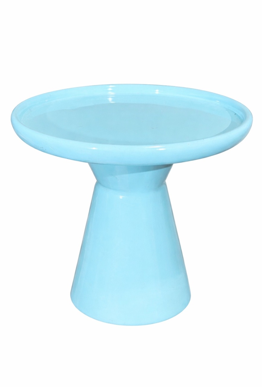 Bandeja Azul Candy Cerâmica Com Pé - P Alta - daydecorafestas