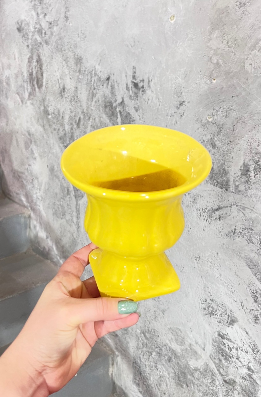Vaso Amarelo - Cerâmica - P - daydecorafestas