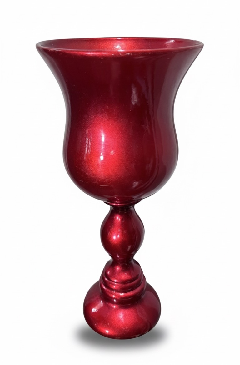 Vaso Cerâmica Vermelho Metalizado - Gg  - daydecorafestas