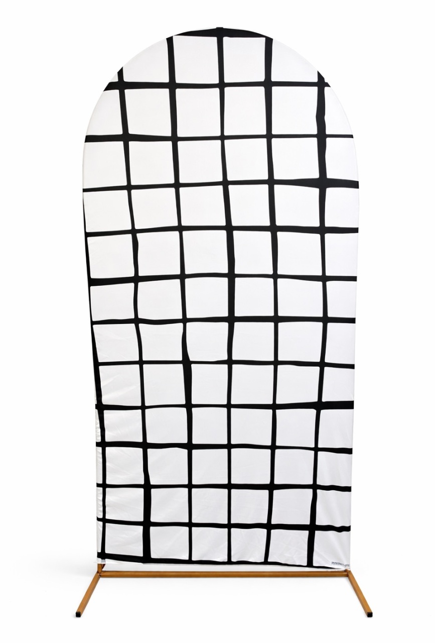 Painel Romano 2X1 - Grid Quadriculado Preto - daydecorafestas