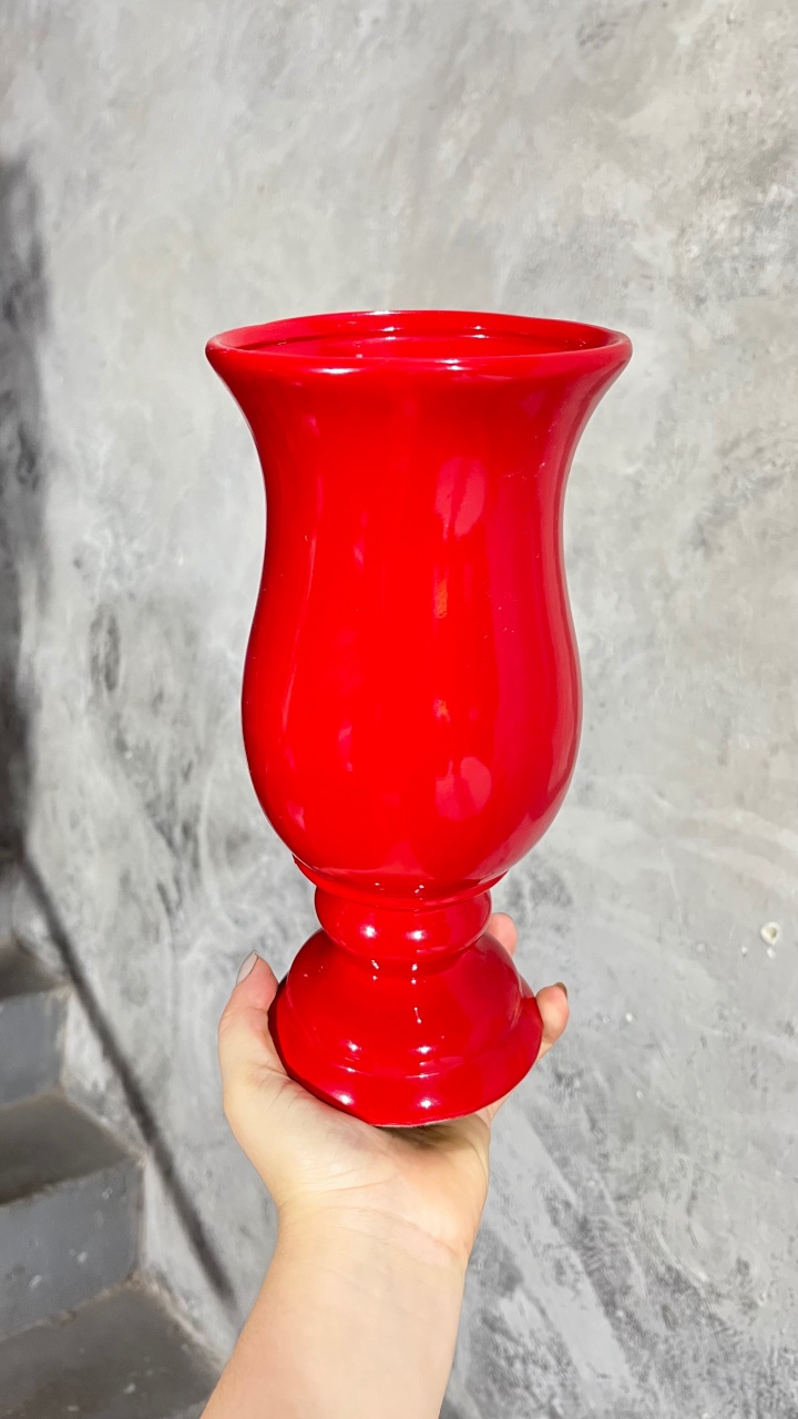 Vaso Vermelho - Cerâmica - M - daydecorafestas