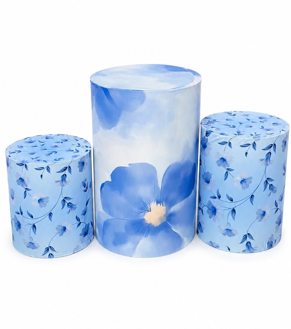 Trio Capas - Floral Azul - daydecorafestas