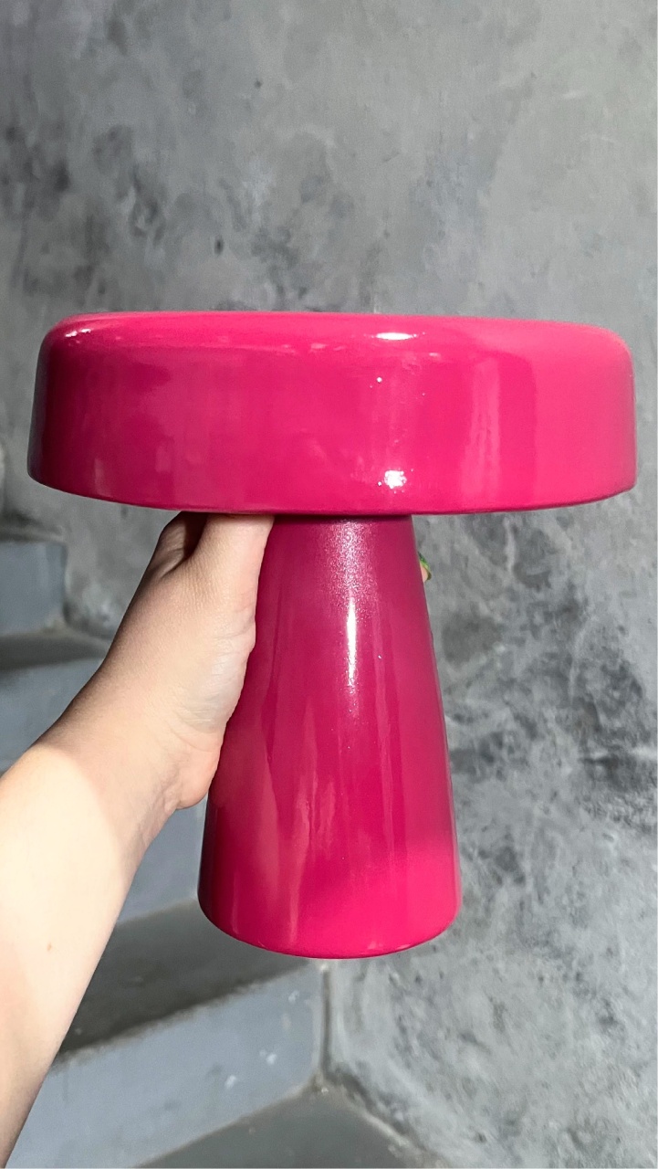 Bandeja Pink Cerâmica Com Pé - G - daydecorafestas