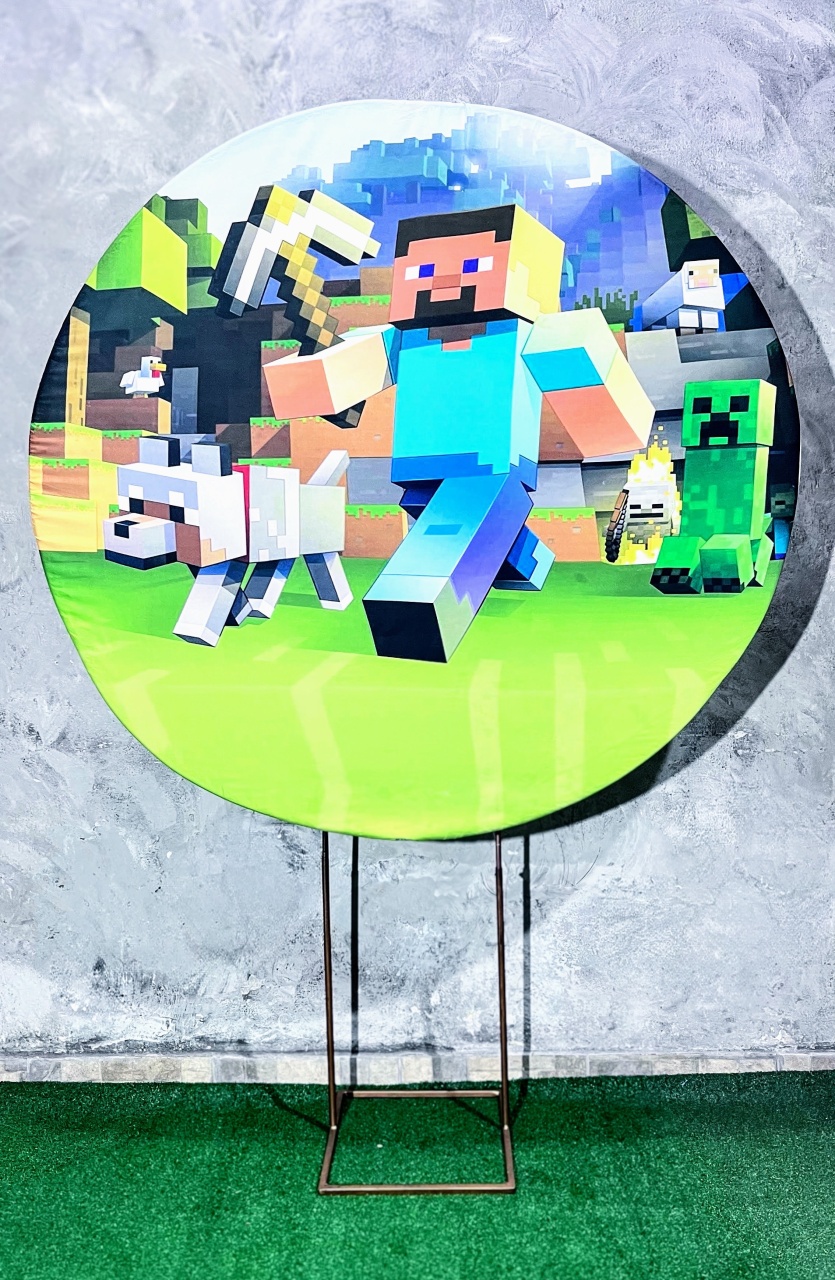 Painel Redondo 1,50 - Minecraft  - daydecorafestas