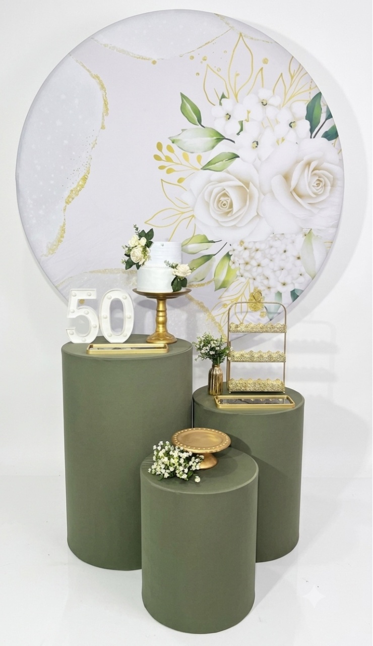 Kit - Floral Rosas Branca E Verde Oliva - daydecorafestas