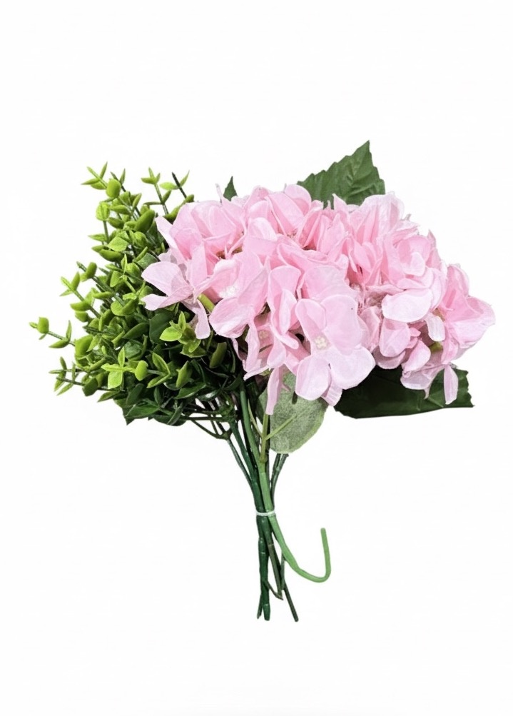 Buquê Hortência - Rosa Candy Com Folhagem - daydecorafestas