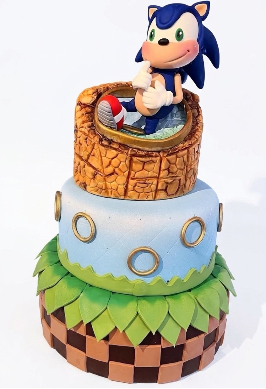 Bolo Fake Biscuit - Sonic - daydecorafestas