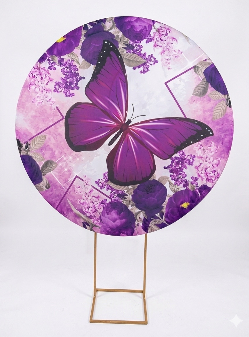 Painel Redondo 1,50 - Borboleta Roxa - daydecorafestas