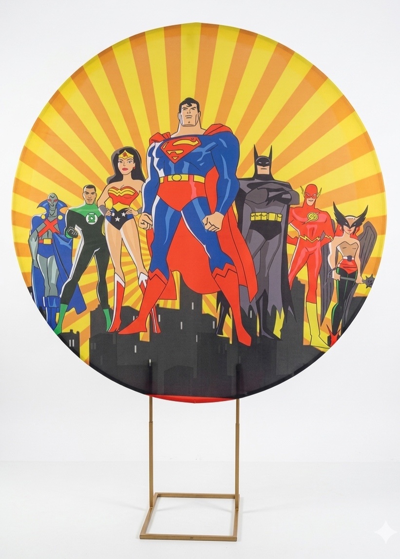 Painel Redondo 1,50 - Liga da Justiça  - daydecorafestas