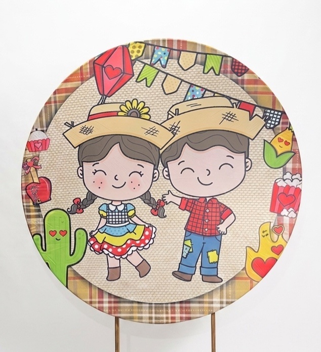 Painel Redondo 1,50 - Festa Junina Casal - daydecorafestas