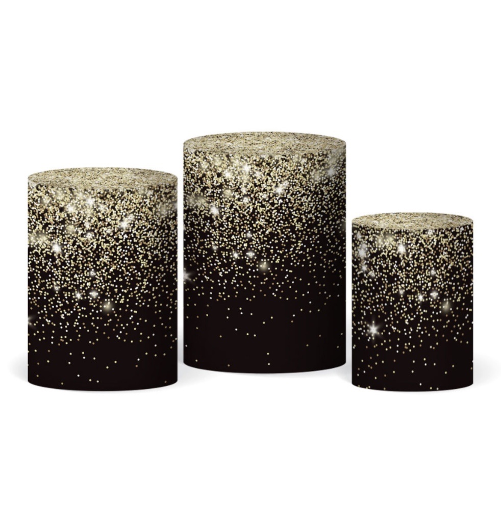 Trio Capas - Glitter Dourado E Preto - daydecorafestas
