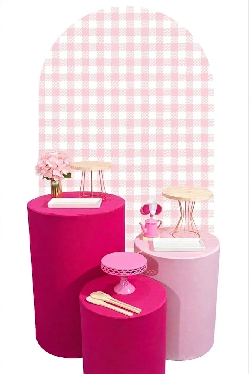 Kit - Chá de Cozinha Pink E Rosa Xadrez - daydecorafestas