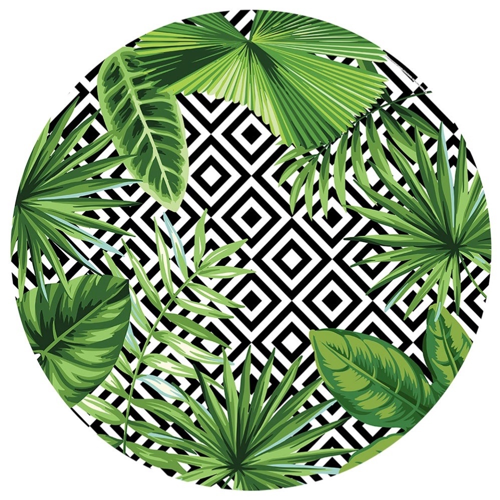 Painel Redondo 1,50 - Verde Folhas Geométrico - daydecorafestas