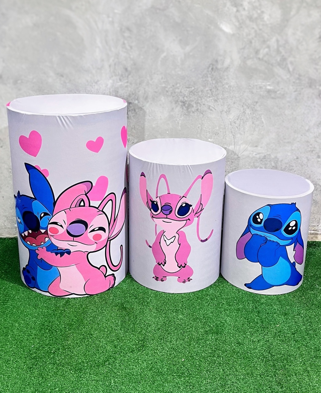 Trio de Capas - Stitch E Angel - daydecorafestas