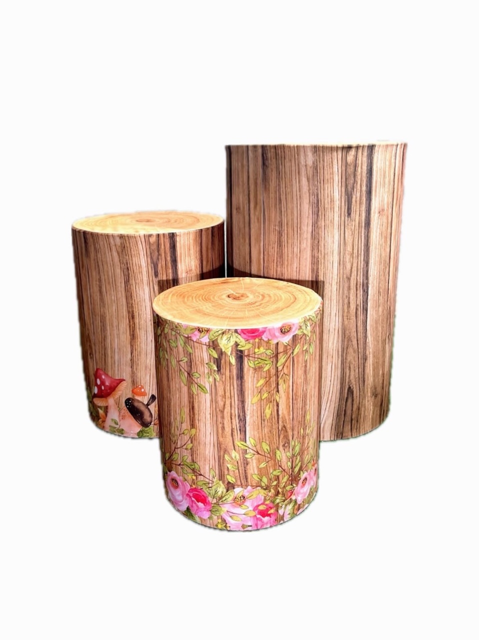 Trio Capas - Madeira Com Flores - daydecorafestas