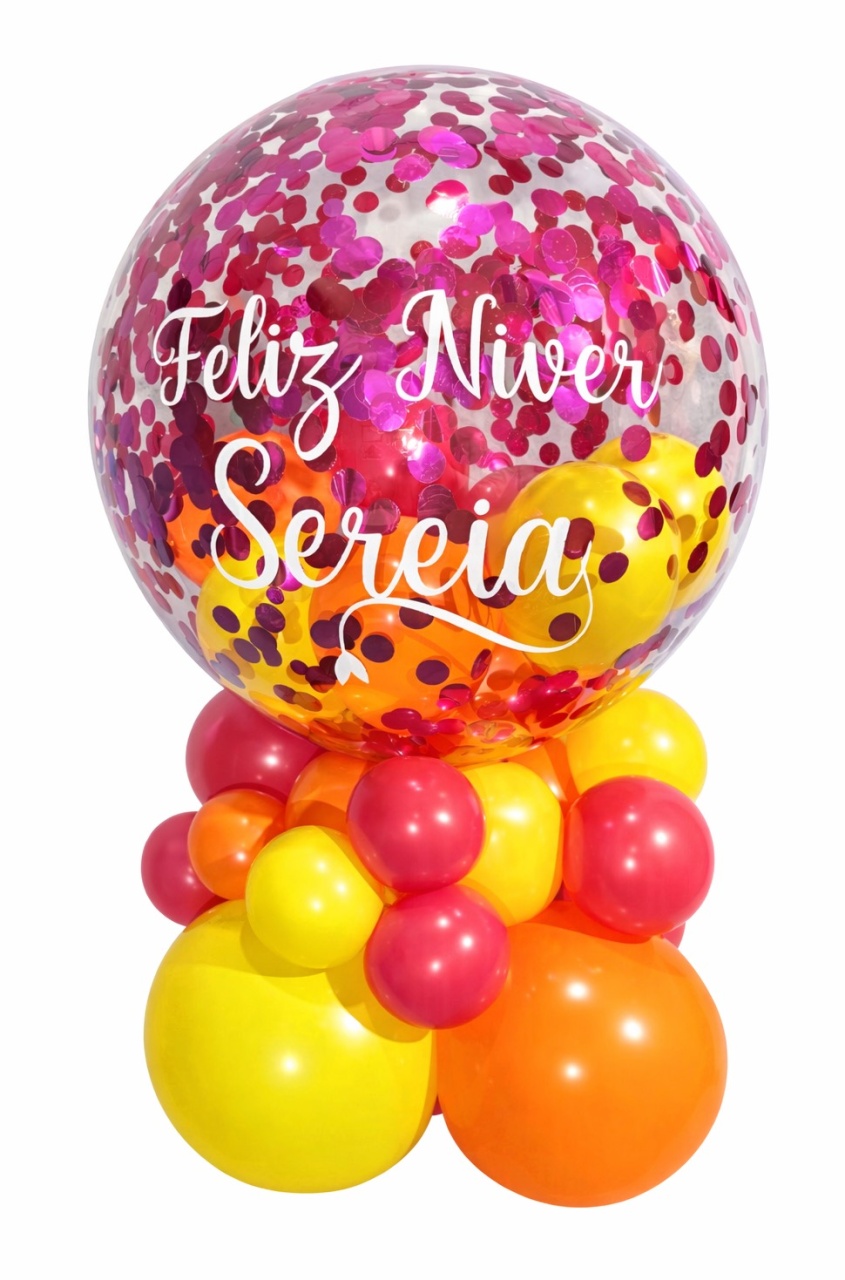 Balão Personalizado - Bubble Com Confetes E Mini Balões  - daydecorafestas