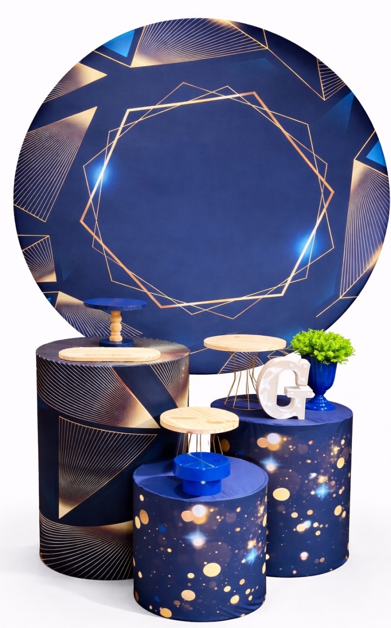 Kit - Azul Escuro E Dourado - daydecorafestas