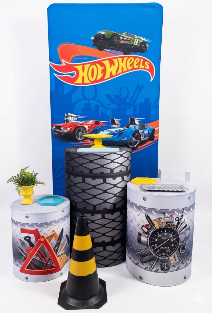 Kit - Hot Wheels - Retangular - daydecorafestas