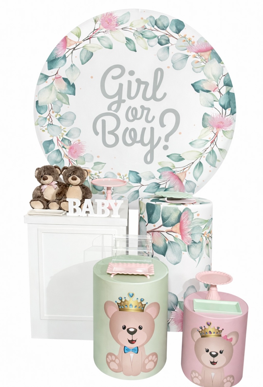 Kit - Chá Revelação Rosa E Verde 2 - daydecorafestas
