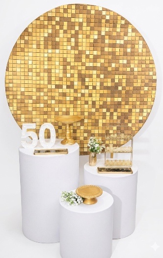 Kit - 50 Anos - Dourado Branco - Bodas de Ouro - daydecorafestas