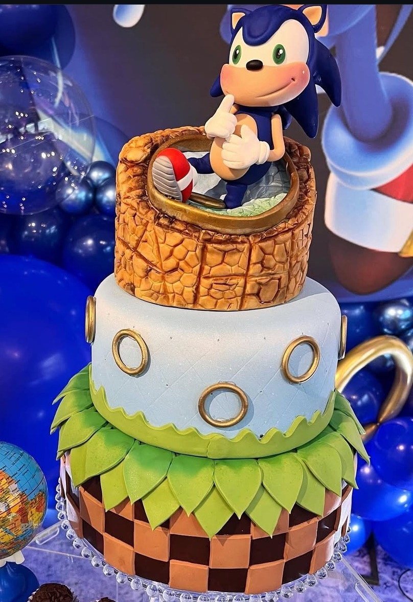 Bolo Fake - Sonic - daydecorafestas