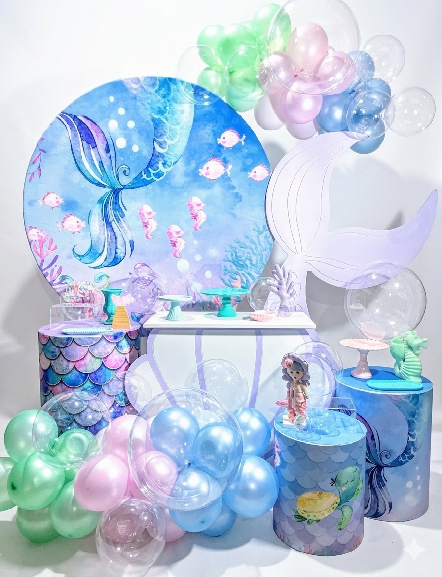 Kit - Sereia 3 - Fundo Do Mar - daydecorafestas