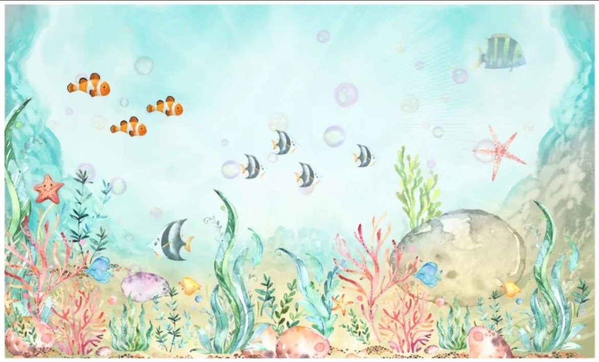 Painel Retangular 3X2,50 - Fundo Do Mar - daydecorafestas
