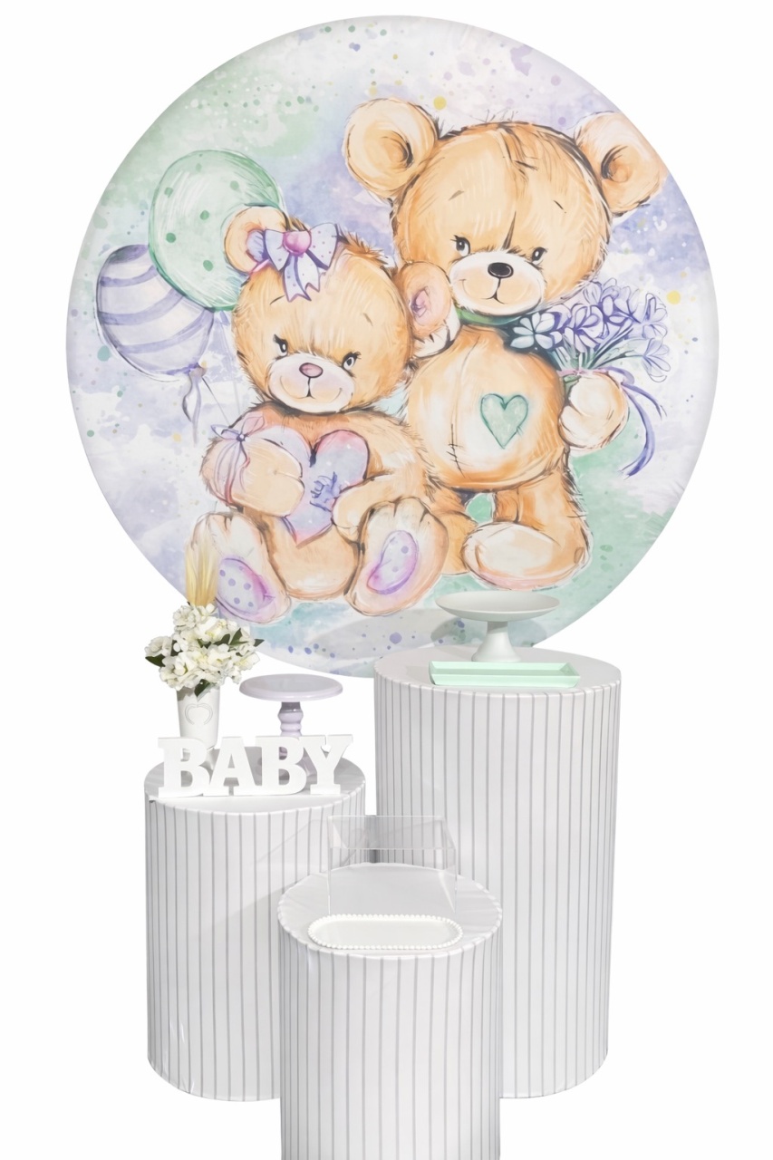 Kit - Chá Revelação Urso Lilás E Verde - daydecorafestas