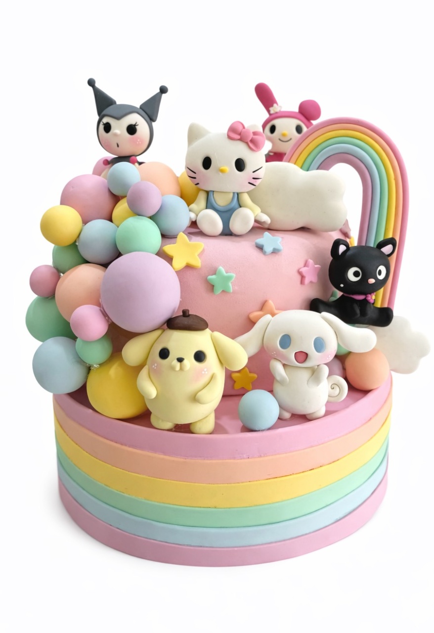 Bolo Fake Biscuit - Turma da Hello Kitty - daydecorafestas