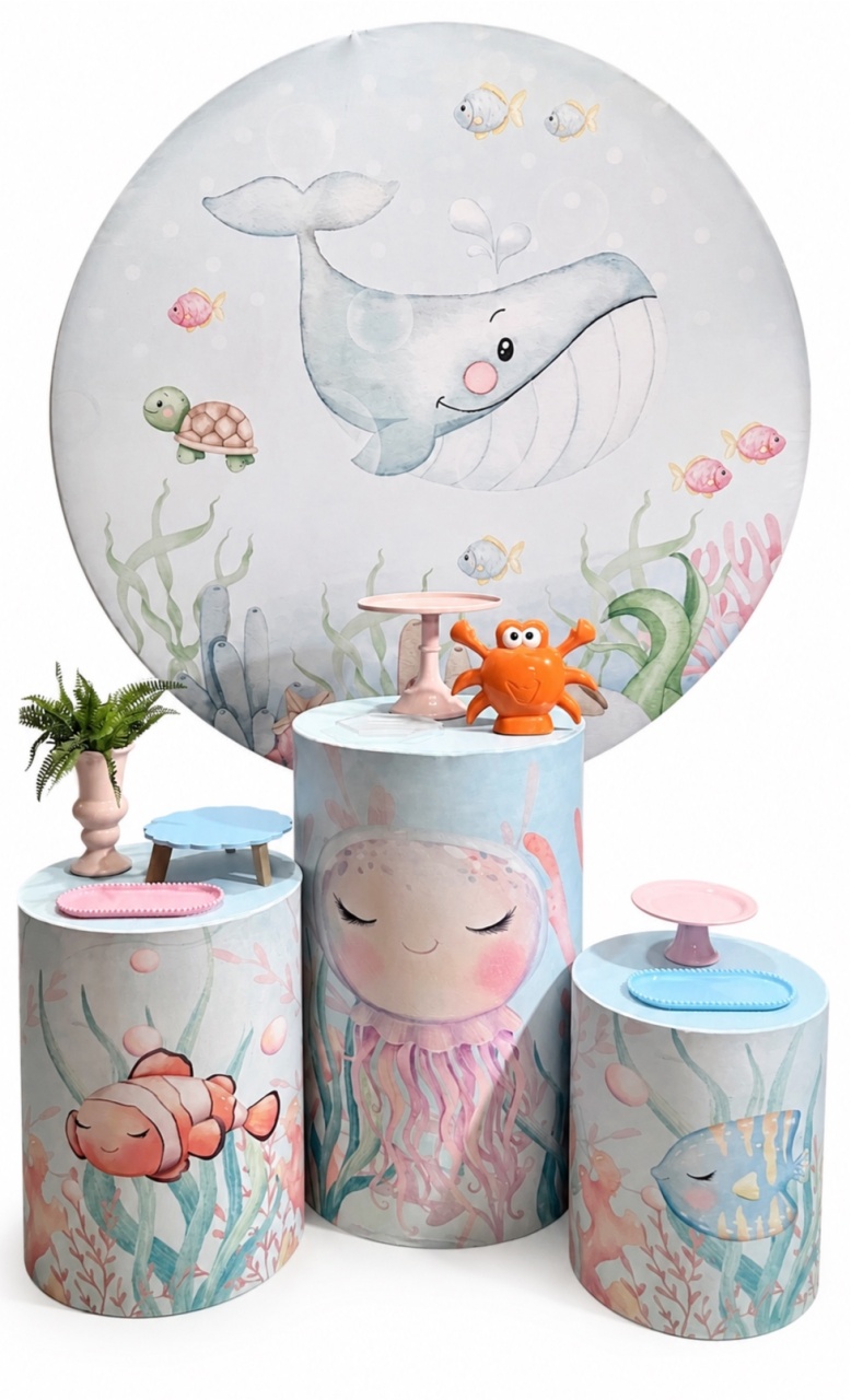 Kit - Fundo Do Mar 1 - Rosa - daydecorafestas