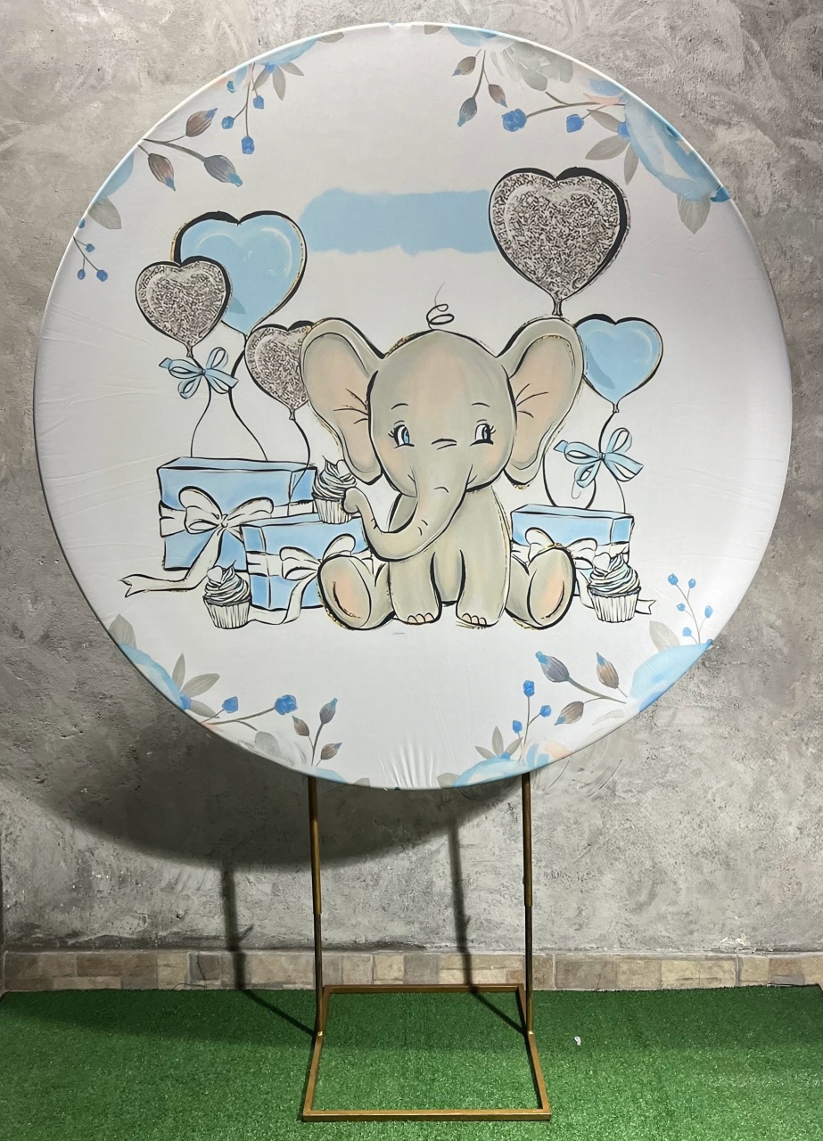 Painel Redondo 1,50 - Elefantinho Azul - daydecorafestas