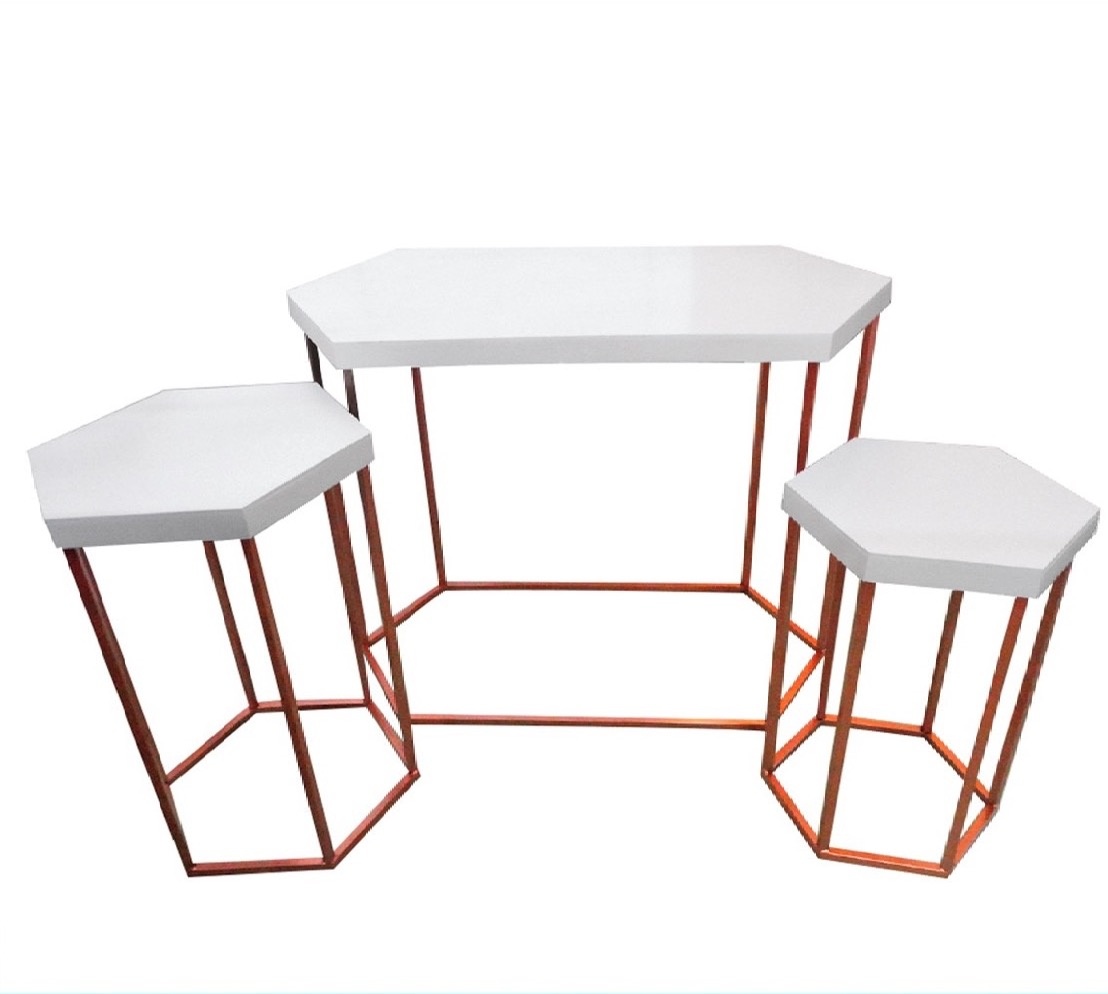 Mesa Ferro Rose - Kit Com 3 - daydecorafestas