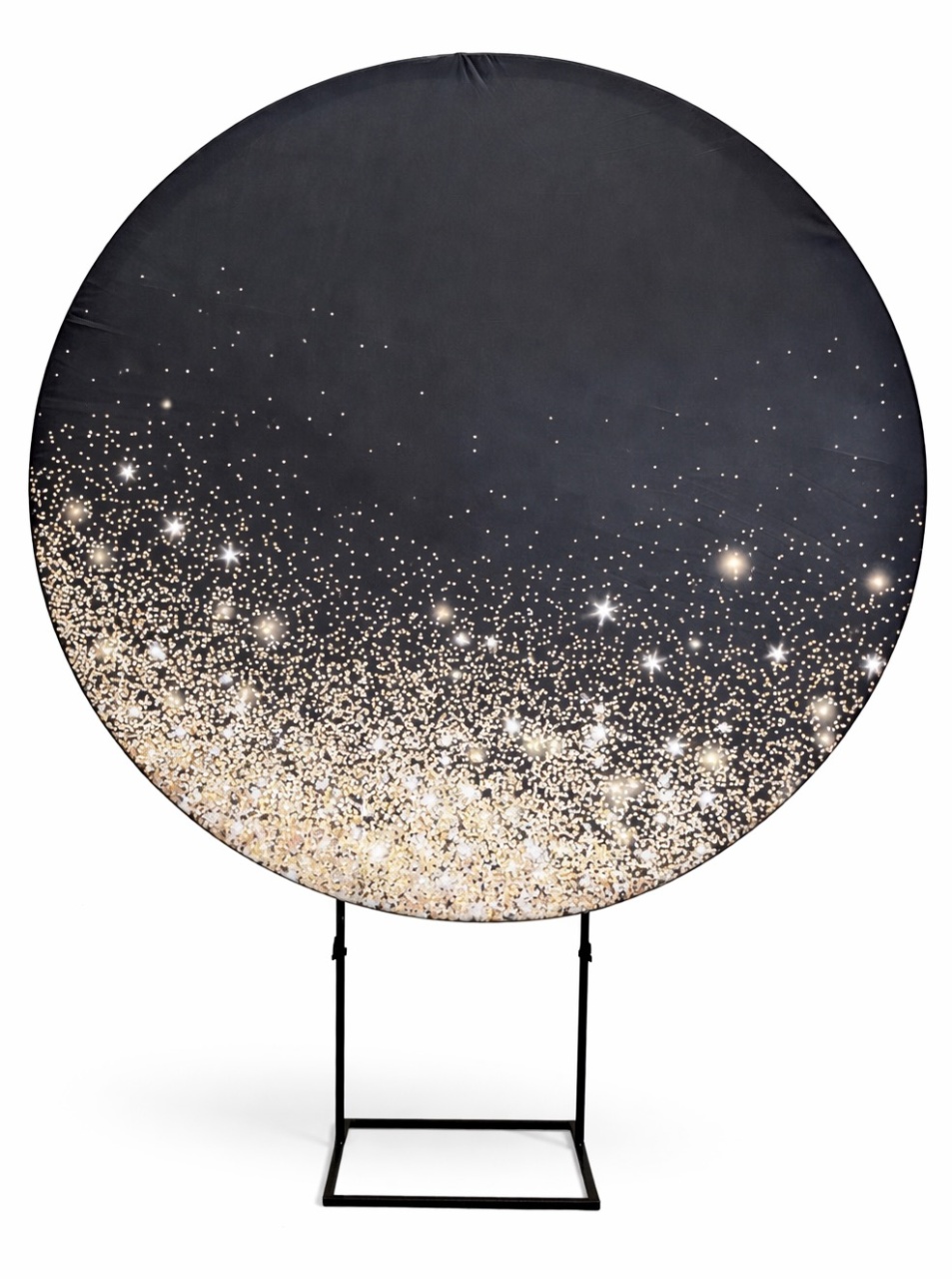 Painel Redondo 1,50 - Preto Com Glitter Dourado - daydecorafestas