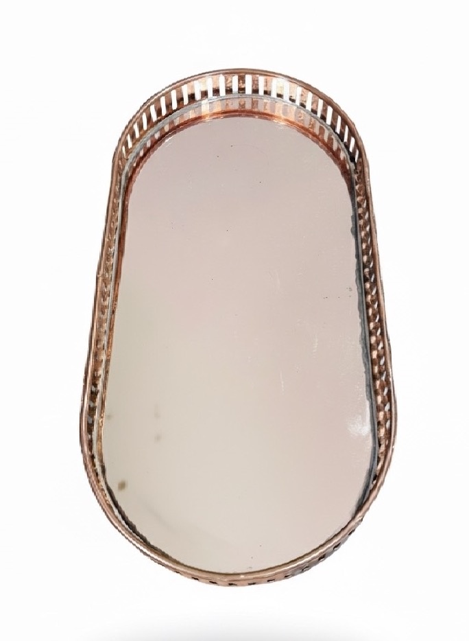 Bandeja Rose Gold Oval Com Espelho - daydecorafestas